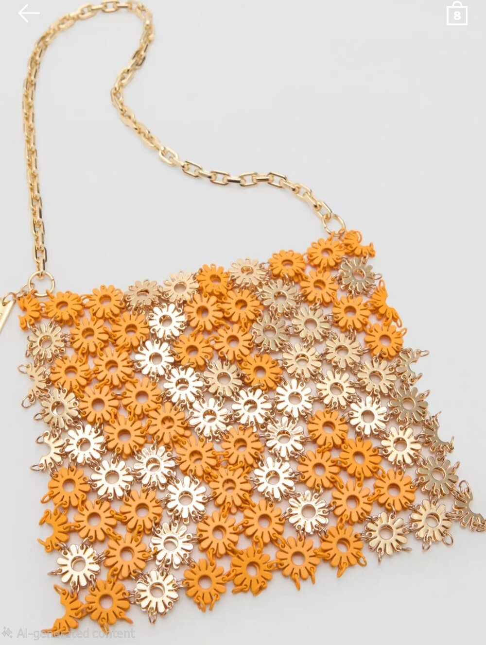 Mango Metallic Flower Chainmail Shoulder Bag – Orange (NWT, Rare/Sold Out)